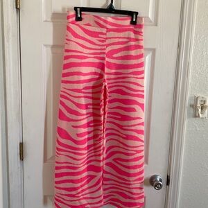 NWT Neon Pink Animal Print Jacquard Knit Culottes